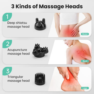 Snailax Cordless Handheld Back Massager With Heat, Fsa Hsa Eligible, Deep Tissue Percussion Massager, 3 Sets Of Dual Pivoting Heads,Rechargeable Hand Held Massager For Neck,Back Shoulder,Calf,Legs