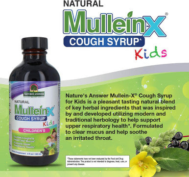 Nature'S Answer Mullein X Kids Cough Syrup 4 Ounce - Soothes Coughs Clears Mucus Respiratory & Lung Support Non GMO Gluten Non Drowsy Mucus Relief - Natural Honey Flavor