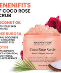 MAJESTIC PURE Coco Rose Scrub - With Biotin, Collagen, Stem Cell & Coconut Oil - Exfolaiting Body Scrub - Skin Moisturizer, Pore Cleanser & Body Exfoliator - Natural Skin Care for Men & Women - 10 oz