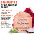 MAJESTIC PURE Coco Rose Scrub - With Biotin, Collagen, Stem Cell & Coconut Oil - Exfolaiting Body Scrub - Skin Moisturizer, Pore Cleanser & Body Exfoliator - Natural Skin Care for Men & Women - 10 oz