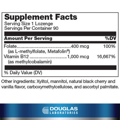 Douglas Laboratories - Methyl B12 Plus - Supports Blood Cell Production Nervous System And Metabolism - 90 Lozenges