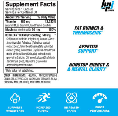 BPI Sports -Roxylean Extreme Fat Burner & Weight Loss Supplement, 60Count (Packaging May Vary)