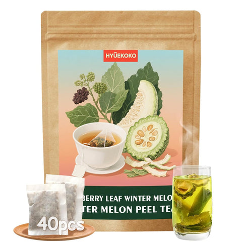 40 Bags Mulberry Leaf Winter Melon & Bitter Melon Peel Tea, Caffeine-Free Natural Ingredients Herbal Tea Bags, Supports Lung Cleanse, No Additives, Daily Enjoyment Tea for Men & Women