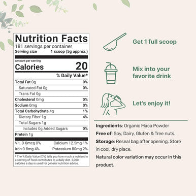 Micro Ingredients Organic Maca Root Powder 2 Pound Gelatinized for Better Absorption Rich in Antioxidants Help Energy Stamina Endurance Strength and Immune System No GMOs Vegan Friendly and Peru Origin