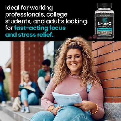Neuroq Calm Thinking Gummies - Relaxation Support, Calm & Focus - With Sensoril Ashwagandha, Gaba, L-Theanine, Lemon Balm & Chamomile - 30 Day Supply / 90 Gummies