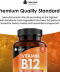 New Leaf Vitamin B12 High Strength Tablets - 1000Mcg Vegan B12 Vitamin Methylcobalamin Supplement Contributes To The Reduction Of Tiredness And Fatigue & Immune Energy Support Made In The Uk (4 Month Supply)