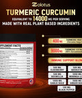 Turmeric Curcumin & Immune Support, 95% Curcuminoids, Equivalent to 14000mg, with Ginger, Garlic Bulb, Elderberry, Quercetin, Joint Inflammatory & Absorption Support, Immune Defense Supplement.