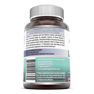 Amazing Nutrition L-Theanine Dietary Supplement * 200 Mg Pure Veggie Capules * Promotes Relaxation And Stress Reduction * All-Natural Stress Relief Relaxer * Sedative Free * 120 Vegetarian Caps