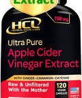 Hcl Herbal Code Labs Organic Apple Cider Vinegar Capsules 1500 Mg Extract With The Mother - Extra Strength Raw Apple Cider Pills W Ginger Cayenne Cinnamon - Natural Detox Potent Digestion Cleansing System Acv Supplement