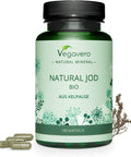 Natural Iodine Vegavero | from Organic Scottish Sea Kelp (PureSea ) | 180 Capsules | 231 mg Seaweed Powder with 150 mcg Pure Iodine | NO Tablets = NO Additives | Vegan Supplement