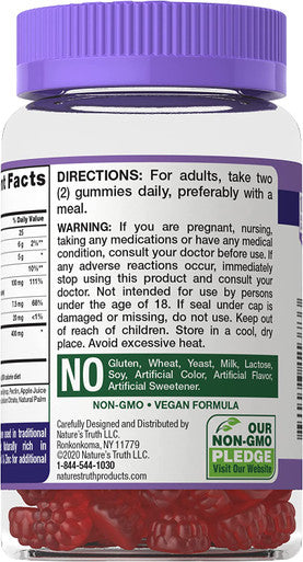 Nature's Truth Sambucus Black Elderberry Gummies 50 + 30% = 65 Count(Pack of 3) Total 195
