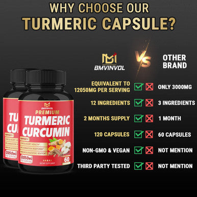 2 Packs Premium Turmeric Curcumin Supplement 12050mg with Ginger Apple Cider Vinegar Black Pepper 95 Curcuminoids Joint Supplement Antioxidant Tumeric Supplements Capsules