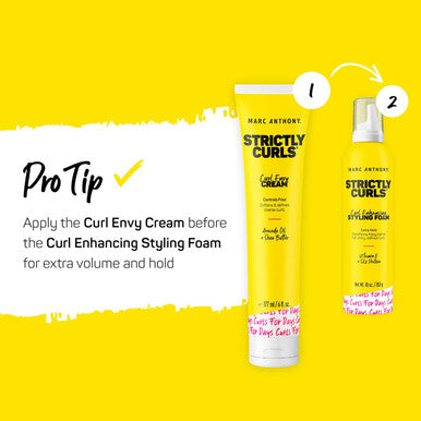 Marc Anthony Strictly Curl Enhancing Styling Foam , Extra Hold - Vitamin E & Silk Proteins Transforms Frizzy Hair to Full , Shiny , Defined Curls - Sulfate-Free Anti-Frizz Mousse