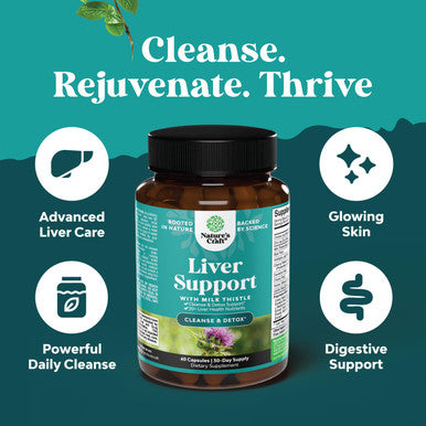 Natures Craft Liver Cleanse Detox and Repair Herbal Liver Support Milk Thistle Supplement Silymarin Milk Thistle Supplements with Dandelion Root Choline Beetroot and Artichoke Extract 60capsules