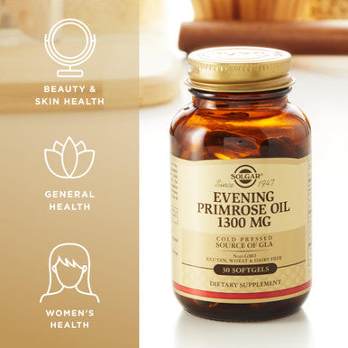Solgar Evening Primrose Oil 1300 Mg - 60 Softgels Pack Of 2 - Cold-Pressed Source Of Gla - Non-Gmo Gluten Free - 120 Total Servings