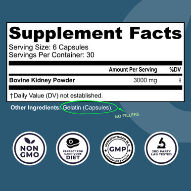 Left Coast Performance Grass Fed Beef Kidney Supplement 100% Grass Fed Freeze Dried Non-GMO New Zealand Pasture Raised Beef Organ Supplement - DAO Enzyme and Histamine Support 180 Capsules
