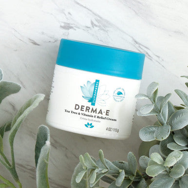 DERMA E Tea Tree and Vitamin E Relief Cream Deeply Moisturizing Tea Tree Lotion Vitamin E Cream Soothes, Calms and Nourishes Dry, Irritated Skin, 4 oz