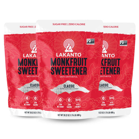 Lakanto Monk Fruit Sweetener With Erythritol, White Sugar Substitute From Monk Fruit Extract, Classic White Sugar Replacement for Baking, Coffee & Tea, Gluten Free, Low Carb, Non GMO, Keto, 5 LB Bag