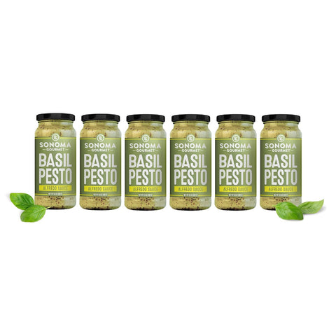 Sonoma Gourmet Creamy Alfredo Pasta Sauce, Made with Real Cream & Aged Parmesan, No Sugar Added, No Seed Oils, Egg Free, 15.5 oz Jars (Pack of 6)