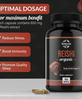 Bioyouth Organic Reishi Mushroom Capsules Supplement | Non-GMO & Allergen- | 90 Capsules (1-Month Supply)