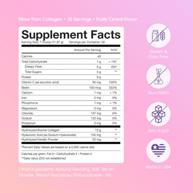 Obvi More Than Collagen Powder | Supports Healthy Hair, Skin, Nails, Joints, Gut | Grass-Fed Multi Collagen Supplement with Hyaluronic Acid, Biotin Keratin | Fruity Cereal 30 Servings