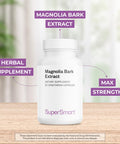 Supersmart Magnolia Bark Extract 300 mg Per Day Powerful Antioxidant Stress Relief Emotional Boost NonGMO Gluten Free 60 Vegetarian Capsules