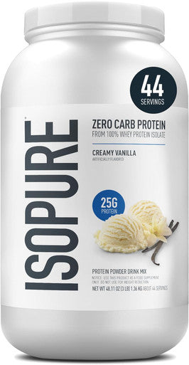 Isopure Zero Carb 100% Pure Whey Isolate Protein Powder Gluten Free With Vitamins Strawberries & Cream 25g Protein Per Serving 3 Lbs 44 Servings