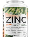 Zinc Supplements 50 Mg (100 Tablets) Specially Formulated For Sensitive Stomachs, Vitamins For Adults Daily Supplement Vegan, Non Gmo, Easy To Swallow Zink Vitaminas
