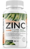 Zinc Supplements 50 Mg (100 Tablets) Specially Formulated For Sensitive Stomachs, Vitamins For Adults Daily Supplement Vegan, Non Gmo, Easy To Swallow Zink Vitaminas
