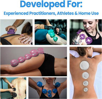 8 Cups Silicone Cupping Therapy Set Professional Massage Cupping Cups For Cupping Therapy Cupping Kit For Massage, Myofascial Release, Cellulite Reduction (Lure Blue)