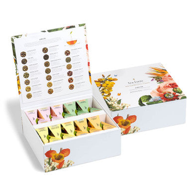 Tea Forte Tea Sampler Jubilee Tea Chest Tea Set with 40 Pyramid Tea Infusers Organic Loose Leaf Tea Variety with Assorted Teas/Tea Sampler Box
