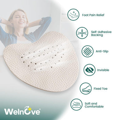 Welnove Leather Metatarsal Pads Women - Welnove Ball Of Foot Cushions For Women Men Comfort Anti Slip Forefoot Pads Inserts For High Heels Sandals Flats Pumps And Mules All Day Pain Relief 4 Pairs
