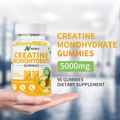 Creatine Monohydrate Gummies 5000Mg For Men & Women, Chewables Creatine Monohydrate For Muscle Strength, Muscle Builder, Energy Boost, Pre-Workout Supplement(90 Count)-Pineapple
