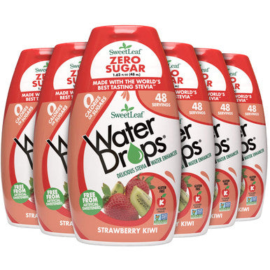Sweetleaf Water Drops Strawberry Kiwi Sugar- Water Enhancer Drops Stevia & Monk Fruit Sweetener Water Flavoring 1.62 Oz (Pack of 6)