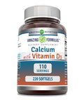 Amazing Formulas Calcium With Vitamin D3 220 Softgels Supplement | Non-Gmo | Gluten Free