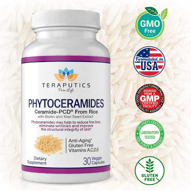 Phytoceramides Ceramide-Pcd Made From Rice - W/ Biotin And Kiwi Seed - Non Gmo Gluten Free Hair Skin And Nails Vitamin, Reduce