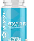 Revive MD Vitamin D3 Supplement 5000 IU High Potency Cholecalciferol for Immune Support Calcium Absorption Bone and Muscle Health NonGMO Dietary Supplement with No Fillers 60 Softgels