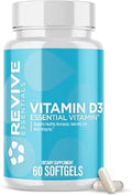 Revive MD Vitamin D3 Supplement 5000 IU High Potency Cholecalciferol for Immune Support Calcium Absorption Bone and Muscle Health NonGMO Dietary Supplement with No Fillers 60 Softgels