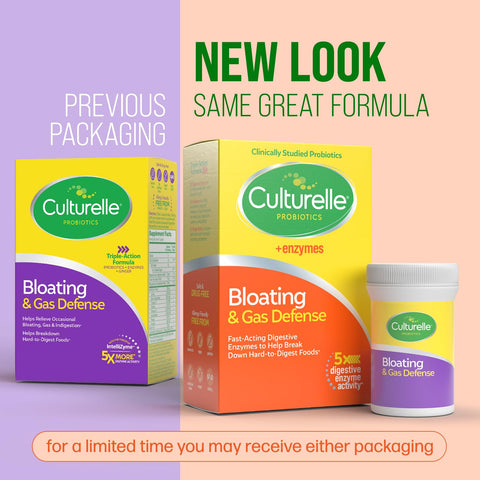 Culturelle Bloating & Gas Defense Digestive Enzymes & Probiotics For Digestive Health 30 Capsules Supports Occasional Indigestion & Discomfort