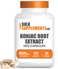 BulkSupplements Konjac Root Extract Capsules - Glucomannan Capsules, Soluble Fiber Supplement - Vegetarian, - 2000mg - 1-Month Supply (120 Veg Capsules)