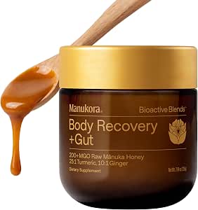 Manukora Energy + Clarity, Ginseng & Lion's Mane, Raw Manuka Honey, 225g | supplement, supports sustained energy, focus, and mental clarity*, non-GMO, no fillers, green tea extract, 3rd party tested