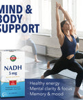 KAL NADH Energizing CoEnzyme 5mg, 1 Daily | Vitamin B3 | Mental Focus, Memory & Brain Health Support (60 Tablets, 60 Serv)