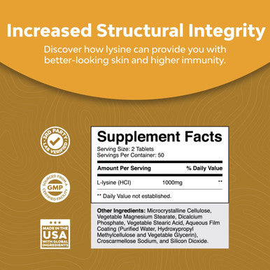 L Lysine 1000mg Nutritional Supplements - L-lysine Essential Amino Acids Supplement for Eye Health Lip Care Bone Support Immune System Support Muscle Growth and Vegetarian Collagen Production