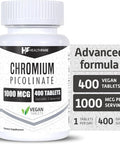Healthfare Chromium Picolinate 1000Mcg | 400 Tablets | Support Carbohydrate Breakdown & Metabolism | Non-Gmo And Gluten-Free By