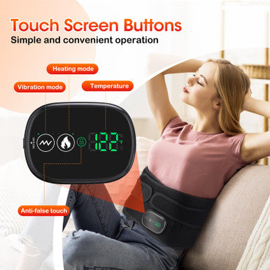 Flaremore Electric Heating Massage Pad For Back Xl Heated Waist Belt Wrap With 3 Fast Heating And Vibration Massage Modes Fsa Eligible 5000Mah Battery Operated Heat Pad For Back Waist Lumbar Abdomen
