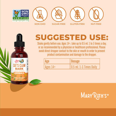 MaryRuth Organics Cat's Claw Herbal Liquid Drops 2 Month Supply Unflavored Cats Claw Tincture 1 Fl Oz