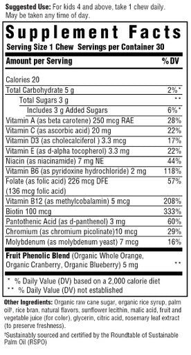 MegaFood Kids One Daily Multivitamin Soft Chews - Kids Vitamins With Vitamin B Vitamin C Vitamin D & Vitamin E - Age 4+ Vegetarian Made Without 9 Food Allergens - Grape Flavor - 30 Chews