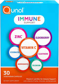 Qunol Immune Support Vegetarian Capsules 7 in 1 Immunity Defense Booster Supplement Vitamin C Zinc Elderberry Echinacea Selenium Eleuthero and Andrographis 30 Count