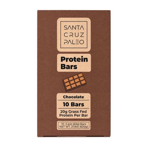 Santa Cruz Paleo Protein Bar ÃƒÂ¢Ã¢â€šÂ¬Ã¢â‚¬Å“ 20g Grass-Fed Whey & Collagen Protein ÃƒÂ¢Ã¢â€šÂ¬Ã¢â‚¬Å“ Wildflower Honey Sweetened, No Seed Oils, High Protein Snack Bar (Chocolate Flavor, Pack of 10)