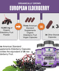 Elderberry European Organic 10,800mg [2 Pack] - Immune Support Immune System Booster, Elderberry Capsule, Black Elderberry for Immunity Support, Alternative to Elderberry Gummies, Elderberry Syrup